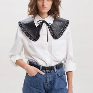 GANNI Leather Collar Peter Pan Style